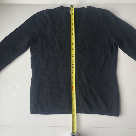 J. Crew Black Knit Cashmere Wool Angora Rabbit Hair Rayon Blend Sweater Women M - Picture 7 of 8
